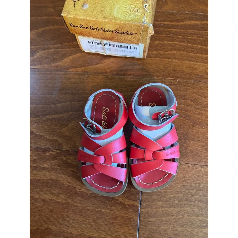 Salt Water Sandals‎ Hoy Shoes The Original Red Leather Kids Size 6 Toddler NEW